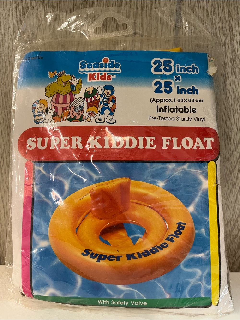 Vintage Seaside Kids Super Kiddie Float Baby Children New Yellow Back Rest Tube